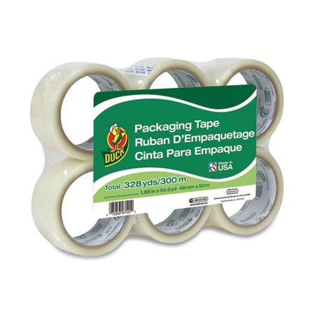 Shurtech Brands Duck, COMMERCIAL GRADE PACKAGING TAPE, 3in CORE, 1.88in X 55 YDS, CLEAR, 6PK 240053